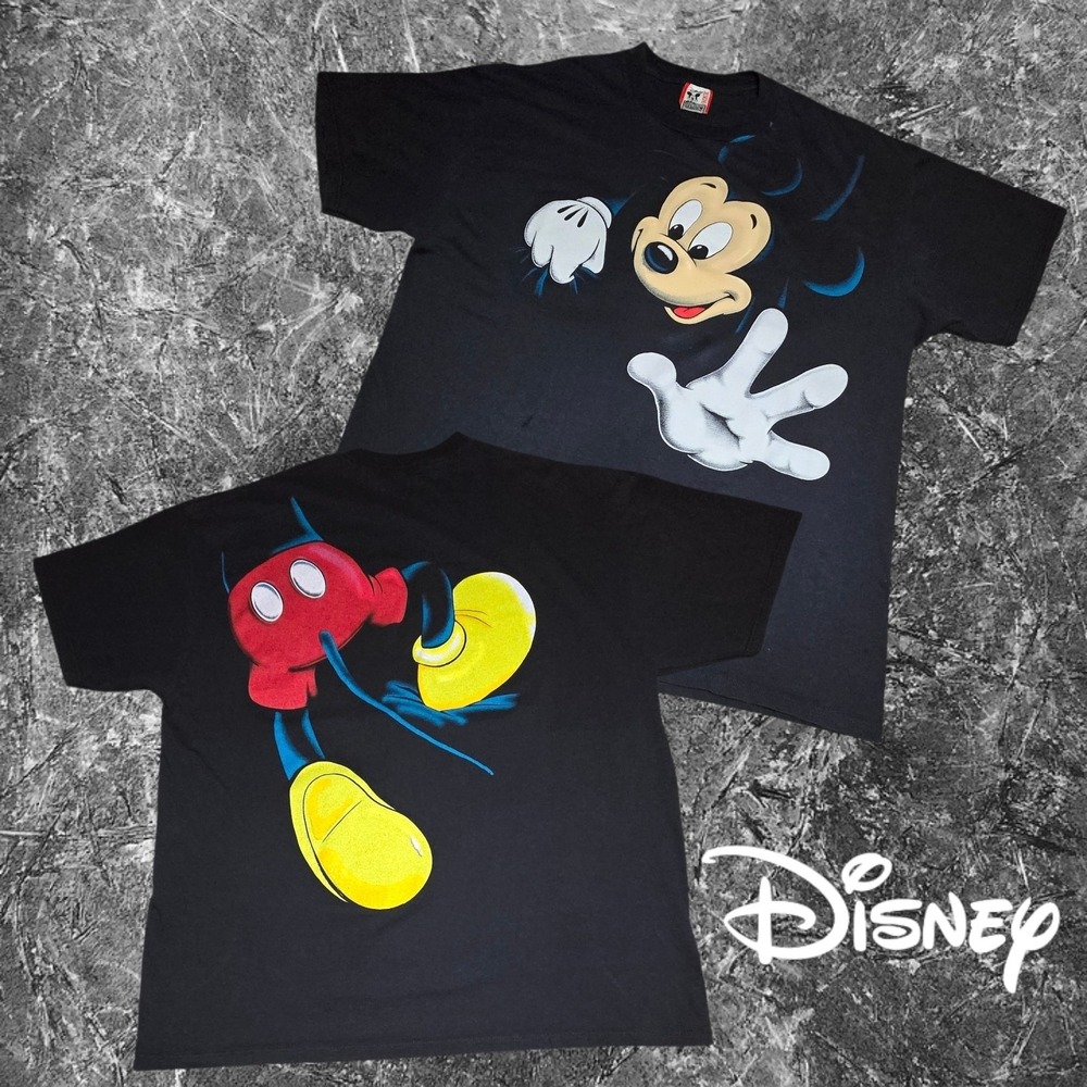 Disney Unisex Vintage 90s Mickey Mouse Graphic T-Shirt Black One Size OSFA 2X - Picture 8 of 8